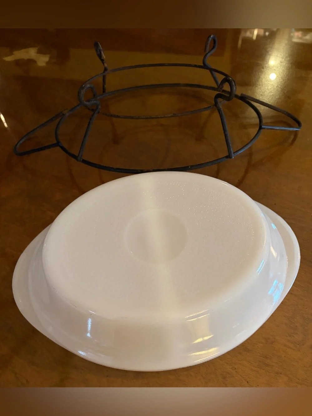 Vintage Mid-Century Glasbake J-239 Divided Casserole Dish with Metal Stand by